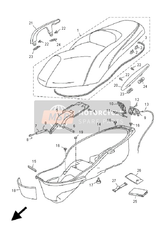 Yamaha YP250R X-MAX 250 2005 Seat for a 2005 Yamaha YP250R X-MAX 250